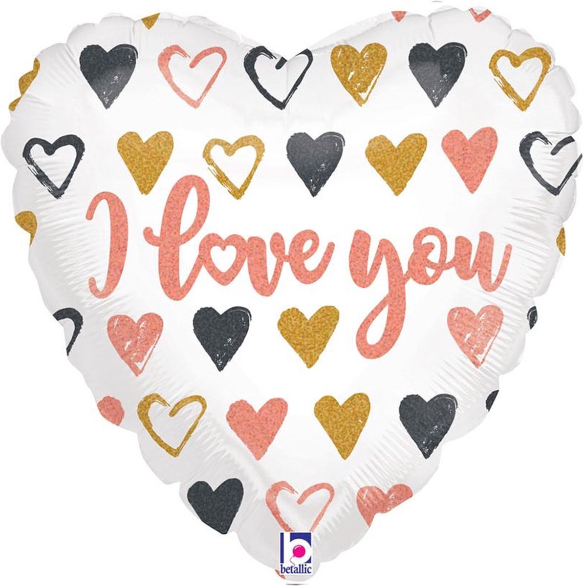 Oaktree - Folieballon hart I Love You Rose gold Hearts