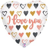 Ballon aluminium coeur "Je t'aime" Coeurs or rose