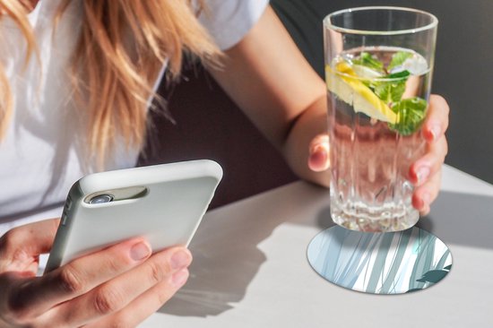 Sous-verres pour verres - Ronds - Été - Tache - Vert - 10x10 cm - Sous-verres en verre - 6 pièces