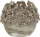 Tealight holder jewel metal/glass silver small