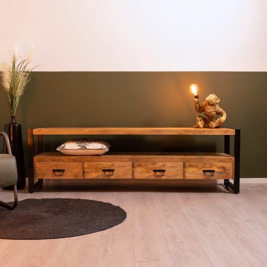 Mangoe Meubels - Tv-meubel Britt - Luxe tv-meubel - 4 lades: 180x45x60 cm - Gemaakt van Hout - Mangohout