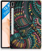 Tablethoesje Samsung Galaxy Tab S7FE TPU Back Case Aztec met doorzichte zijkanten