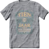 10 Jaar Legendarisch Gerijpt T-Shirt | Aqua - Ivoor | Grappig Verjaardag Cadeau | Dames - Heren | - Donker Grijs - Gemaleerd - M