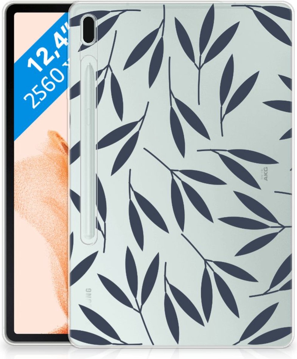 Samsung Galaxy Tab S7FE Siliconen Hoesje Leaves Blue