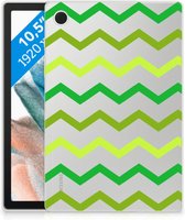 Coque Trendy Samsung Galaxy Tab A8 2021 Backcase Designs Zigzag Vert avec côtés transparents
