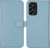Selencia Echt Lederen Booktype Samsung Galaxy A73 hoesje - Air Blue