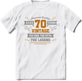70 Jaar Legend T-Shirt | Goud - Zilver | Grappig Verjaardag Cadeau | Dames - Heren | - Wit - S