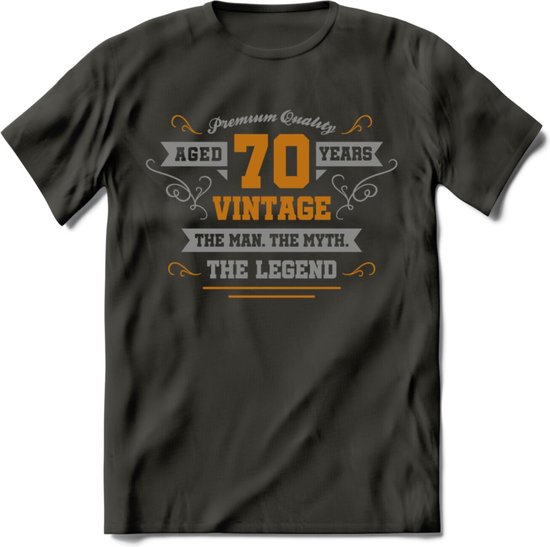 70 Jaar Legend T-Shirt | Goud - Zilver | Grappig Verjaardag Cadeau | Dames - Heren | - Donker Grijs - XXL