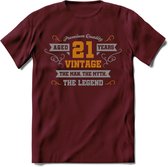 21 Jaar Legend T-Shirt | Goud - Zilver | Grappig Verjaardag Cadeau | Dames - Heren | - Burgundy - S