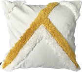Geel en beige geborduurd kussen, 45x45 cm, 400g