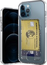 iPhone 12 Pro Max hoesje - Soft TPU Case - Hoesje met Pasjes vak - transparant