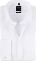 OLYMP Luxor modern fit overhemd - smoking overhemd - wit - gladde stof met wing kraag - Strijkvrij - Boordmaat: 44