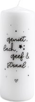 Kaars met tekst Geniet, Lach, Geef & Straal