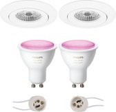 Prima Uranio Pro - Inbouw Rond - Mat Wit - Kantelbaar - Ø82mm - Philips Hue - LED Spot Set GU10 - White and Color Ambiance - Bluetooth