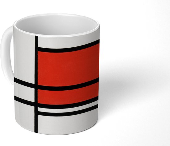 Mug - Tasse à café - Composition avec rouge et blanc - Piet Mondrian - Mugs - 350 ML - Tasse - Tasses à café - Tasse à thé - Décoration Sinterklaas - Cadeaux pour enfants - Chaussures cadeaux Sinterklaas