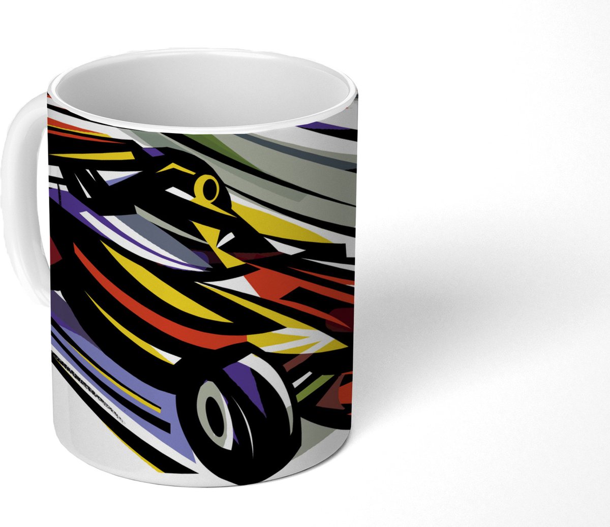 Mok - Koffiemok - Een illustratie van een Formule 1 wagen in verschillende kleuren - Mokken - 350 ML - Beker - Koffiemokken - Theemok