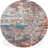 WallCircle - Wandcirkel ⌀ 120 - Baksteen - Street Art - Muur - Ronde schilderijen woonkamer - Wandbord rond - Muurdecoratie cirkel - Kamer decoratie binnen - Wanddecoratie muurcirkel - Woonaccessoires XXL