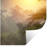 Muurstickers - Sticker Folie - Mooie zonsondergang boven het oerwoud van het Nationaal park Corcovado in Costa Rica - 100x100 cm - Plakfolie - Muurstickers Kinderkamer - Zelfklevend Behang XXL - Zelfklevend behangpapier - Stickerfolie