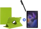 Samsung Galaxy Tab A8 Hoes 10.5 inch 2021 draaibare hoesje - Groen + tempered glass screenprotector + stulus pen