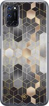 Casimoda® hoesje - Geschikt voor Oppo A52 - Grey Cubes - Siliconen/TPU - Grijs