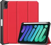 iPad Mini 6 Hoes Book Case Cover Tablet Hoes Met Pencil Houder - Rood