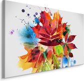 Schilderij - Herfst bladeren in waterverf (print op canvas), premium print