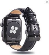 Struisvogel leren bandje voor geschikt voor Apple Watch Zwart 38mm |40mm | Watchbands-shop.nl