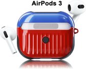Koffer Case Cover voor Apple Airpods 3 - Siliconen Rood Zwart - Met Musketon Haakje