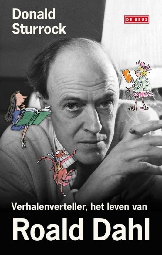 Boekomslag met een foto van Roald Dahl, omringd door tekeningen van kinderen.
