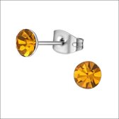 Aramat jewels ® - Oorbellen zweerknopjes topaz zilverkleurig chirurgisch staal 5mm