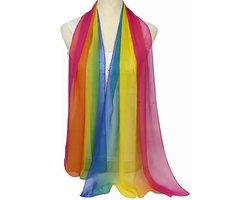 GoedeDoelen.Shop | Shawl - Omslagdoek Rainbow / Chakra colors | Rainbow Shawl | Pride Shawl | Regenboog Shawl | Chakra Shawl | 160 x 50 cm | Zijdezacht | Omslagdoek | Chakra Kleuren