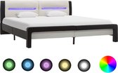 Decoways - Bedframe met LED kunstleer zwart en wit 140x200 cm