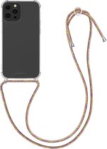 kwmobile telefoonhoesje compatibel met Apple iPhone 13 Pro - Hoesje met koord - Back cover in transparant / roze / paars / geel