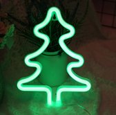 Groenovatie LED Neon Wandlamp "Kerstboom" - Op Batterijen en USB - 25x19x2cm - Groen