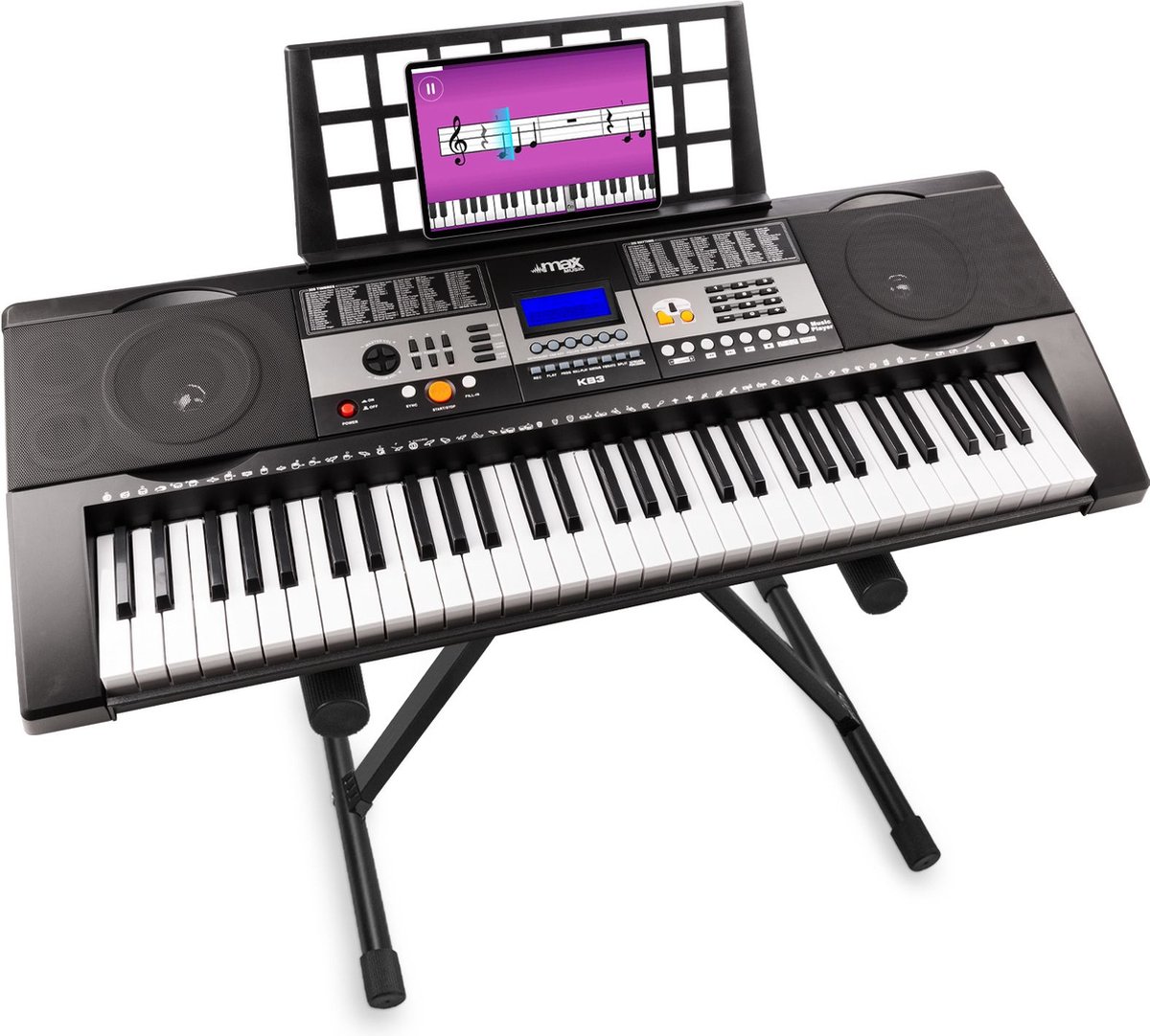 mobiel zwaard merknaam Keyboard - MAX KB3 keyboard piano met 61 aanslaggevoelige toetsen,  trainingsfunctie,... | bol.com
