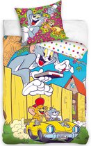 Tom & Jerry Dekbedovertrek Happy - Eenpersoons - 140  x 200 cm + 60 x 70 cm - Katoen