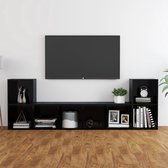 Decoways - 3-delige Tv-meubelset spaanplaat hoogglans zwart
