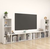 Decoways - Tv-meubelen 4 stuks 107x35x37 cm spaanplaat hoogglans wit