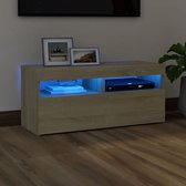 Decoways - Tv-meubel met LED-verlichting 90x35x40 cm sonoma eikenkleurig