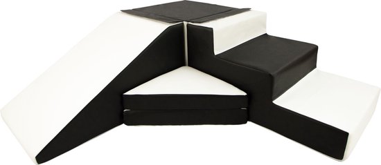 Schuimblokken speelgoed - met foam blokken glijbaan - 40 cm hoog - wit,  zwart | bol.com