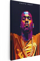 Artaza Canvas Schilderij Kanye West in Abstracte Kleuren - 40x60 - Poster Foto op Canvas - Canvas Print