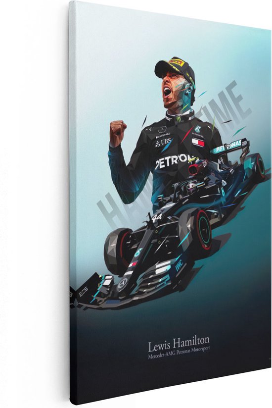 Artaza Canvas Schilderij Lewis Hamilton bij Mercedes F1 - 20x30 - Klein - Foto Op Canvas - Canvas Print