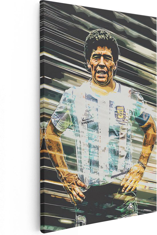 Artaza Canvas Schilderij Diego Maradona bij Argentinië - 20x30 - Klein - Foto Op Canvas - Canvas Print