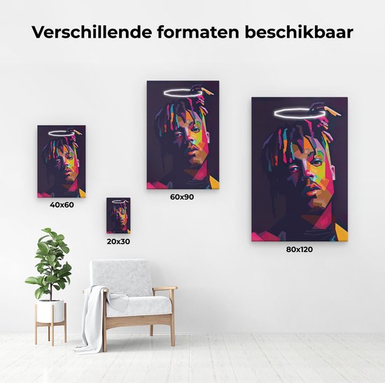 Artaza - Peinture sur Canevas - Juice wrld en style abstrait - 80x120 - Petit - Photo sur Toile - Impression sur Toile