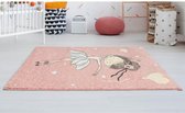 OZAIA Kindertapijt BALLERINA - Polypropyleen - 100 x 150 cm - Roze en beige L 100 cm x H 1 cm x D 150 cm