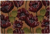 Deurmat Binnen 60*40*1 cm Rood Kokosvezel, Pvc Rechthoek Bloemen Droogloopmat