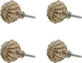 Deurknop Set van 4 Ø 4*4 cm Grijs Keramiek Rond Bloem Meubelknop