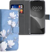 kwmobile telefoonhoesje voor Xiaomi Mi Note 10 / Note 10 Pro - Hoesje met pasjeshouder in taupe / wit / blauwgrijs - Magnolia design