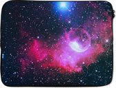 Laptophoes 15.6 inch - Heelal - Planeten - Roze - Jongens - Meisjes - Kinderen - Laptop sleeve - Binnenmaat 39,5x29,5 cm - Zwarte achterkant