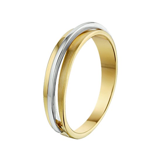 The Jewelry Collection Ring Poli/mat - Bicolor Goud (14 Krt.)